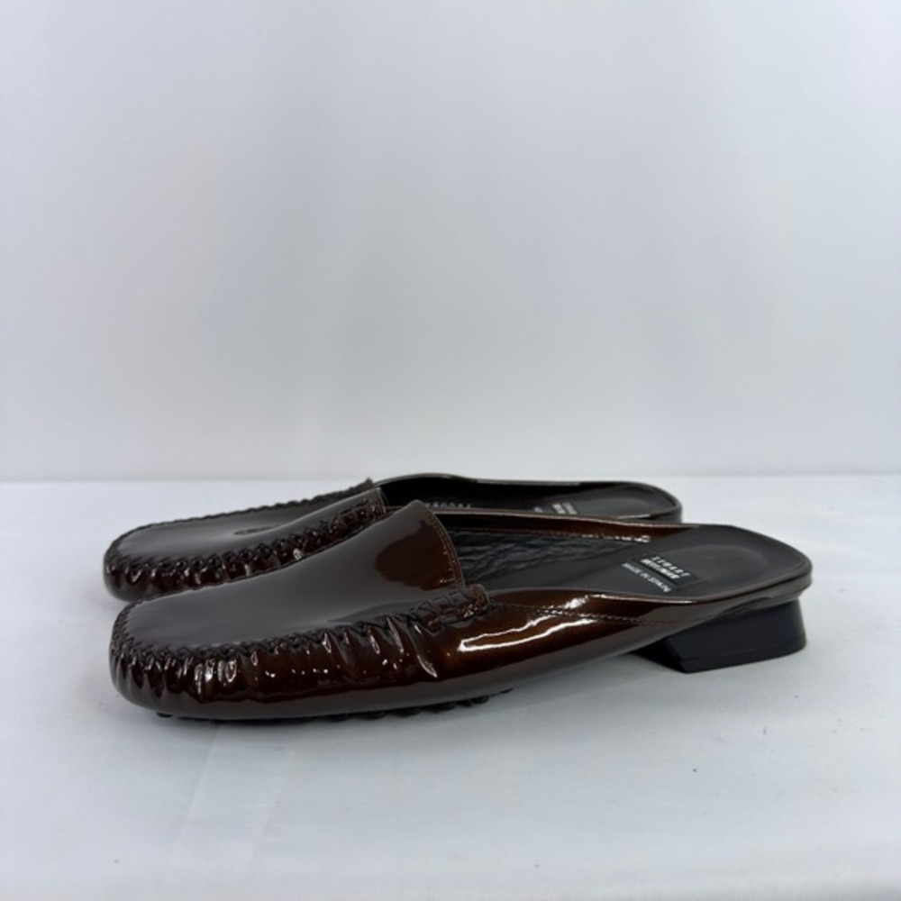 Stuart Weitzman Patent Leather Mules‎ Women 7.5 Turtle Brown - Picture 3 of 15